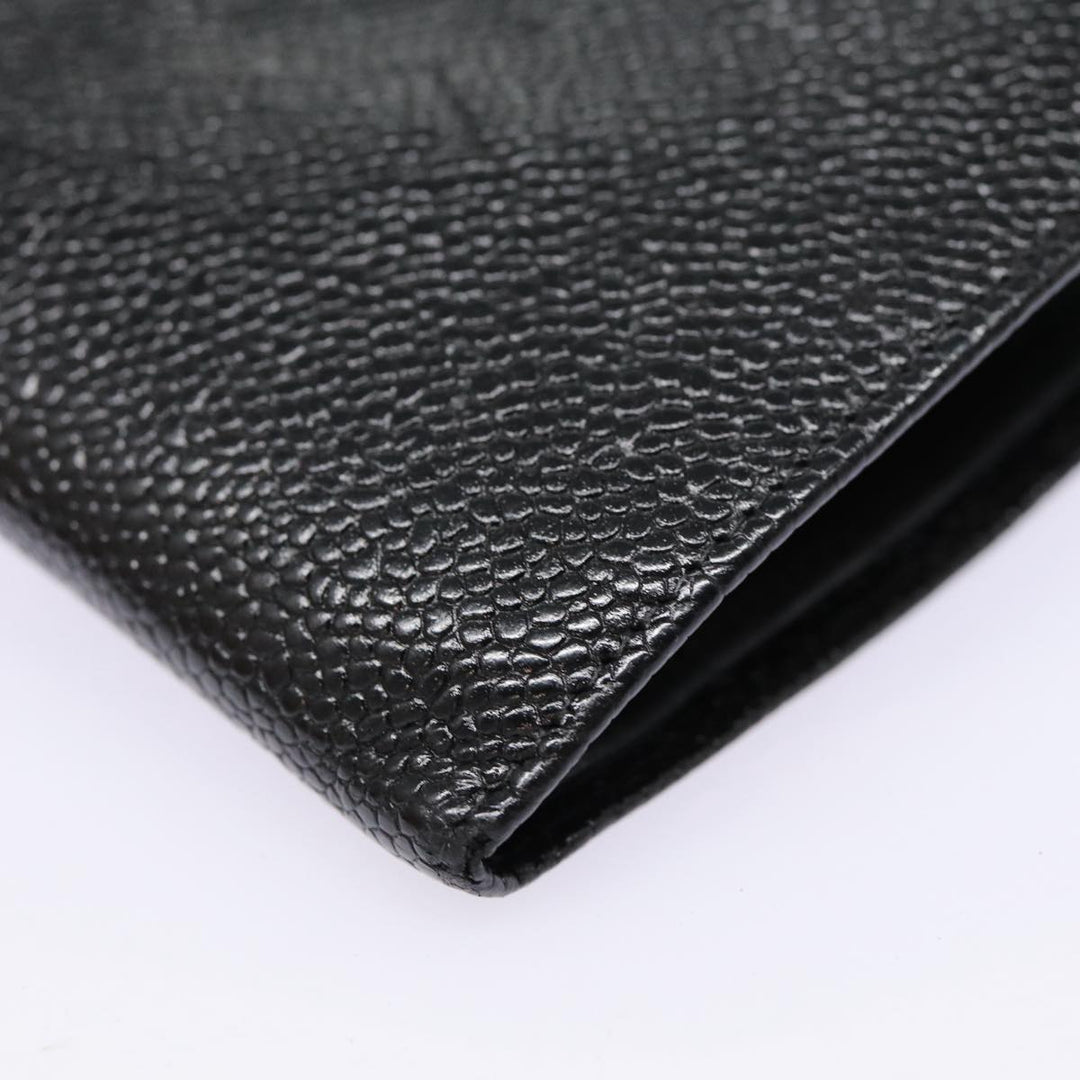 Top Quality Chanel COCO Mark Long Wallet Caviar Skin Black Gold CC Auth 88623