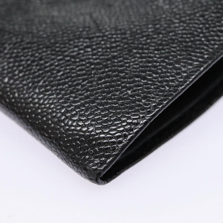 Top Quality Chanel COCO Mark Long Wallet Caviar Skin Black Gold CC Auth 88623
