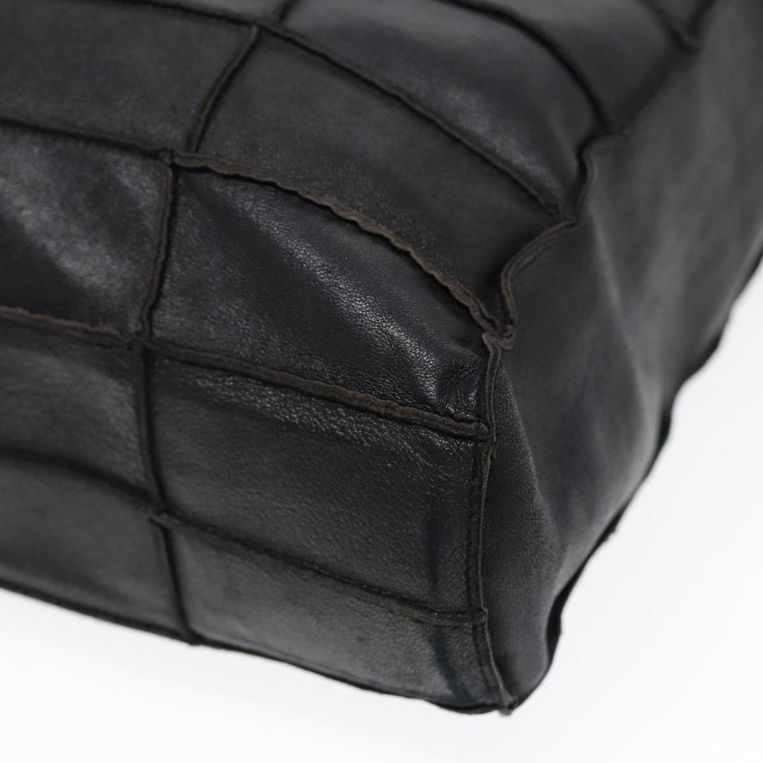 Top Quality Chanel Choco Bar Shoulder Bag Lamb Skin Black CC Auth 88626