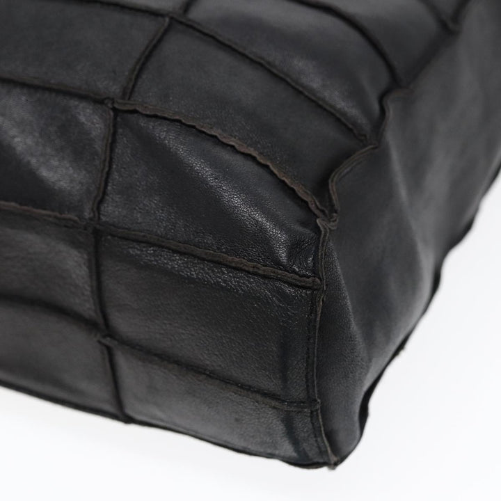 Top Quality Chanel Choco Bar Shoulder Bag Lamb Skin Black CC Auth 88626