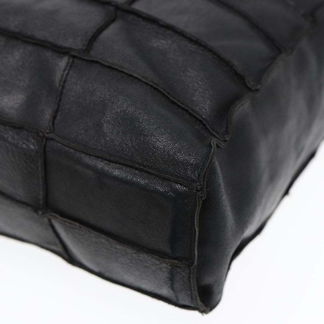 Top Quality Chanel Choco Bar Shoulder Bag Lamb Skin Black CC Auth 88626