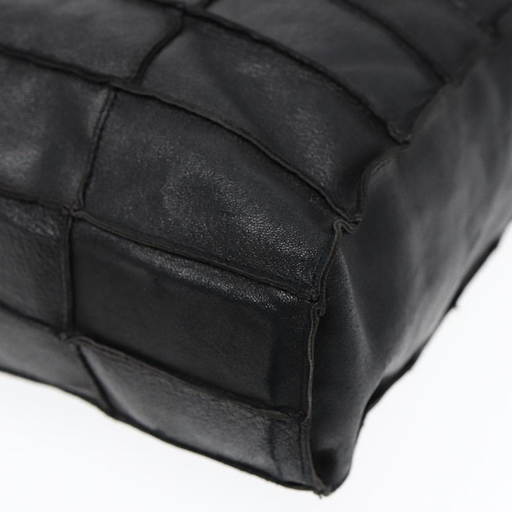 Top Quality Chanel Choco Bar Shoulder Bag Lamb Skin Black CC Auth 88626
