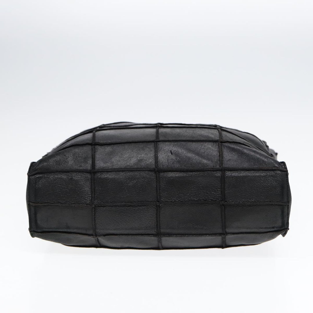 Top Quality Chanel Choco Bar Shoulder Bag Lamb Skin Black CC Auth 88626