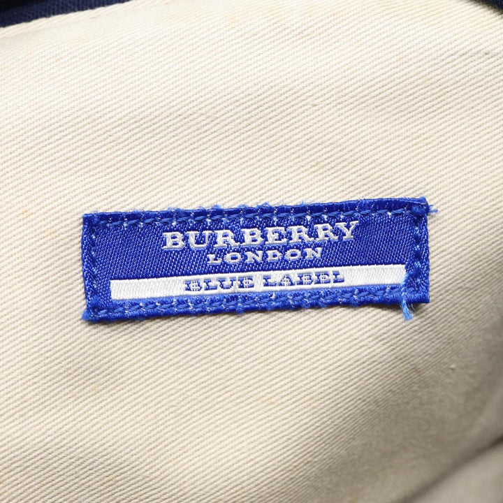 Burberry Nova Check Blue Label Hand Bag Canvas Blue Silver Auth 88648