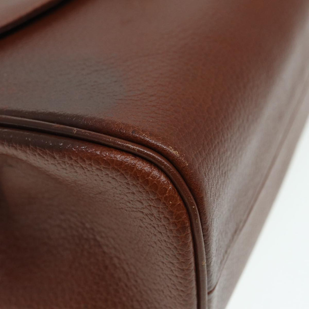 BurberrySs Hand Bag Leather Brown Gold Auth 88651
