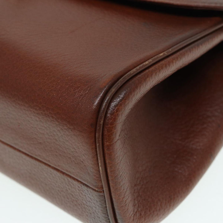 BurberrySs Hand Bag Leather Brown Gold Auth 88651