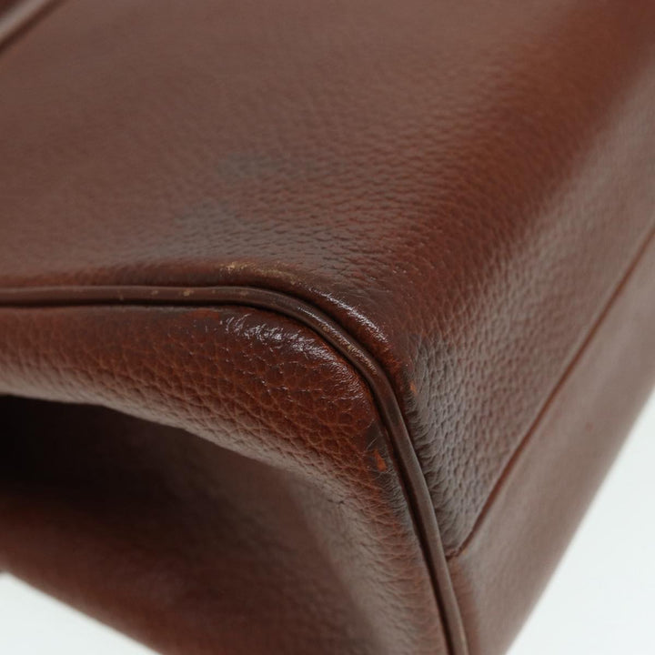 BurberrySs Hand Bag Leather Brown Gold Auth 88651