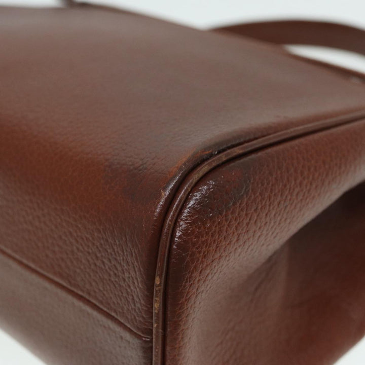BurberrySs Hand Bag Leather Brown Gold Auth 88651