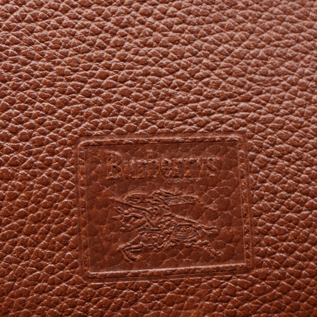 BurberrySs Hand Bag Leather Brown Gold Auth 88651
