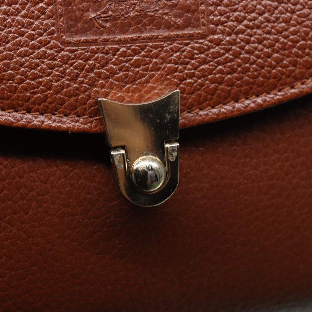 BurberrySs Hand Bag Leather Brown Gold Auth 88651
