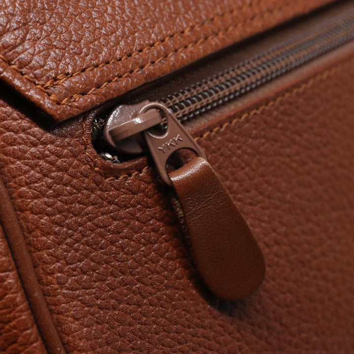 BurberrySs Hand Bag Leather Brown Gold Auth 88651