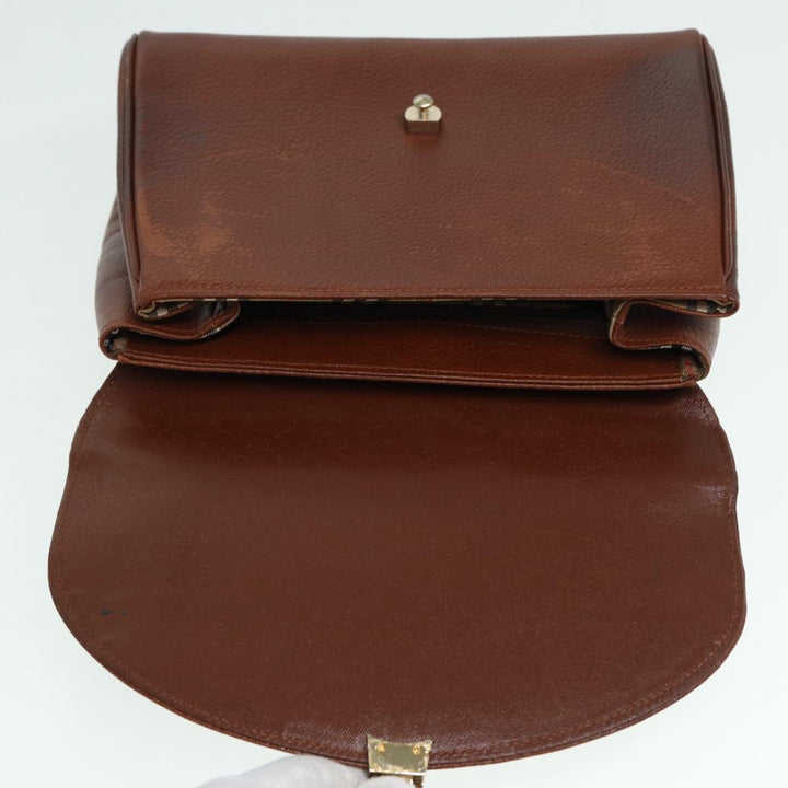 BurberrySs Hand Bag Leather Brown Gold Auth 88651