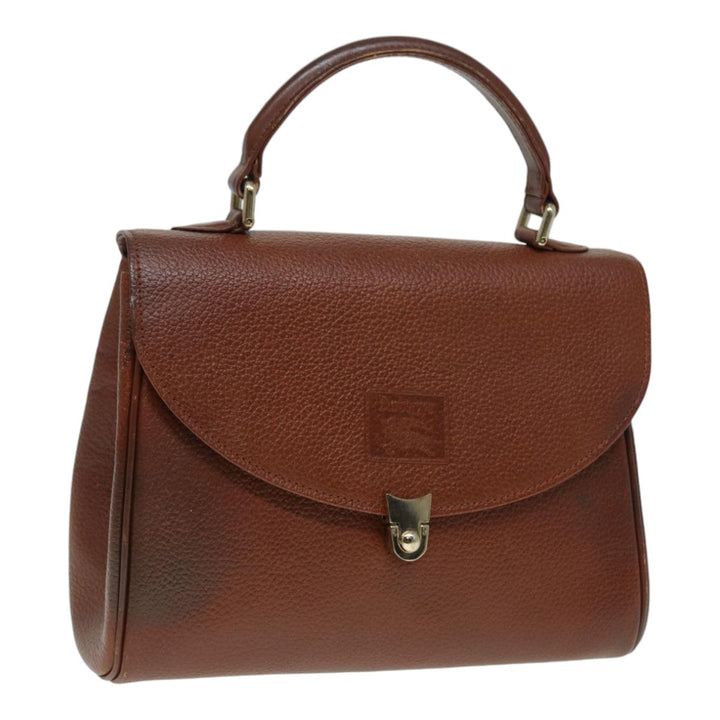 BurberrySs Hand Bag Leather Brown Gold Auth 88651