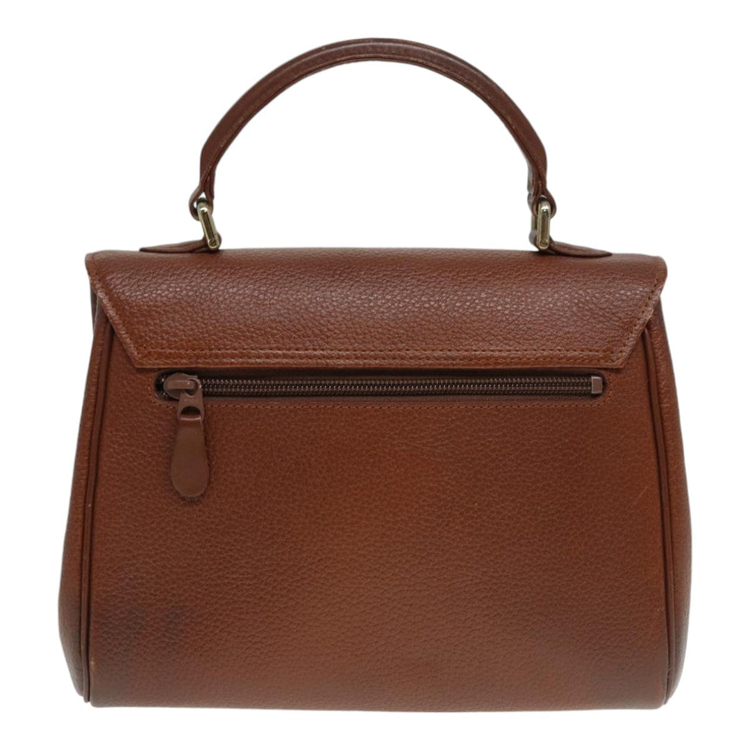 BurberrySs Hand Bag Leather Brown Gold Auth 88651
