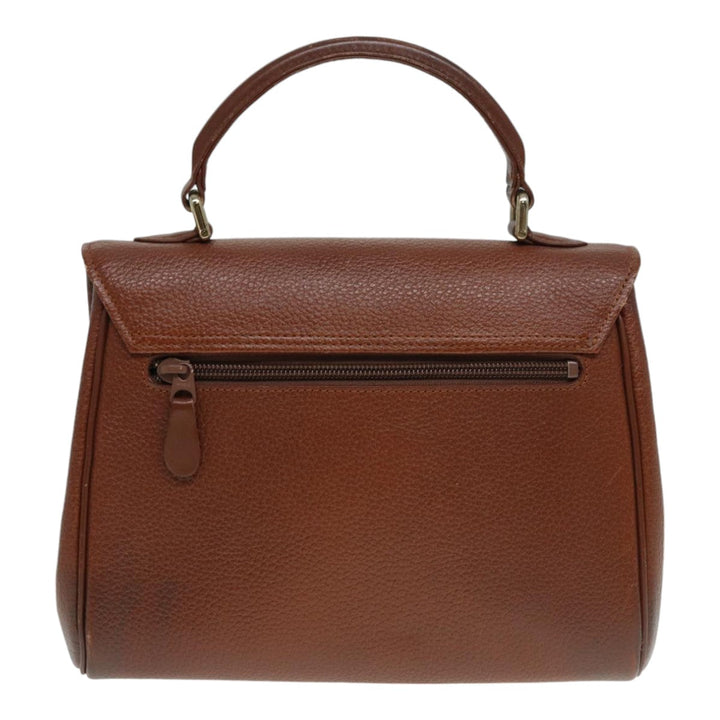 BurberrySs Hand Bag Leather Brown Gold Auth 88651