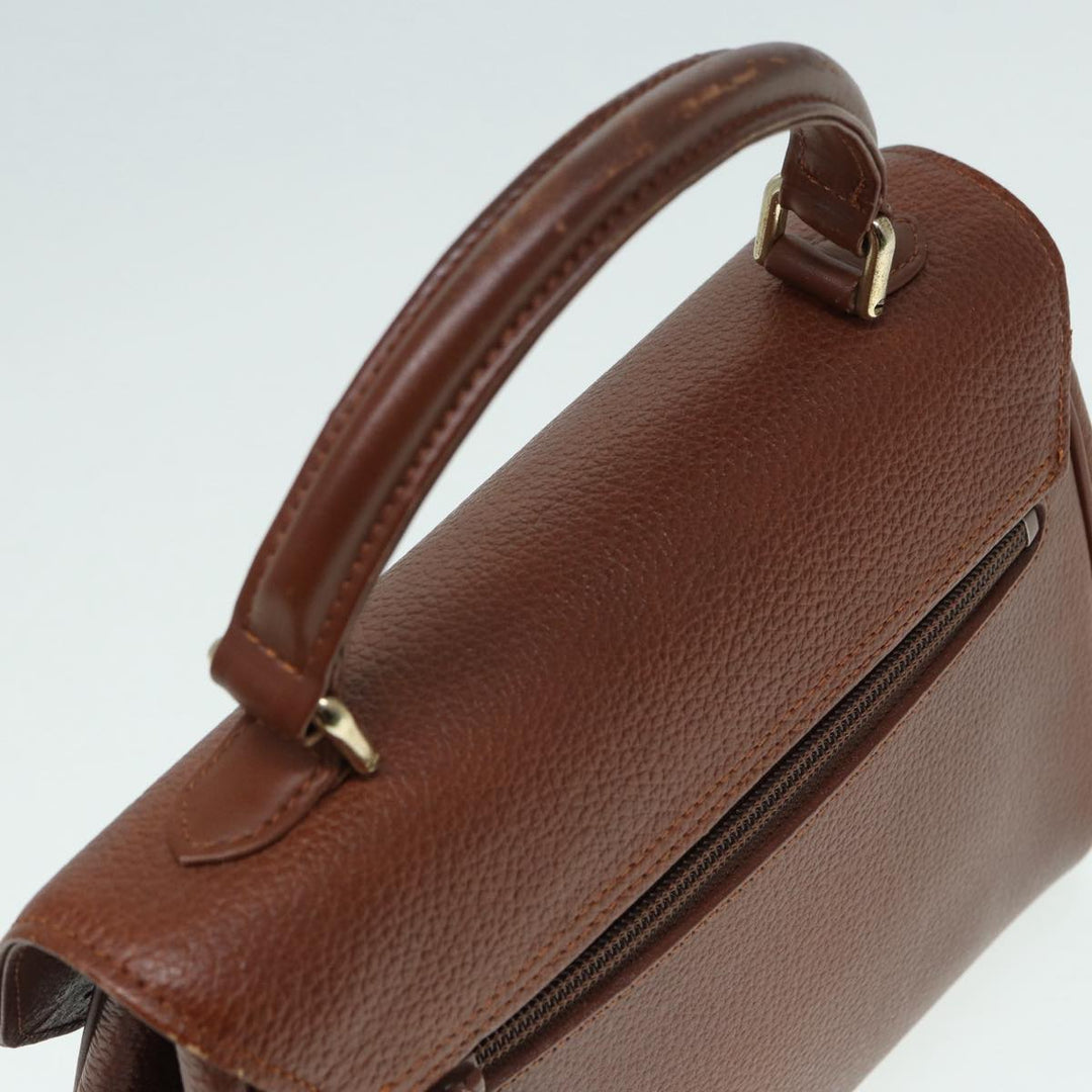 BurberrySs Hand Bag Leather Brown Gold Auth 88651