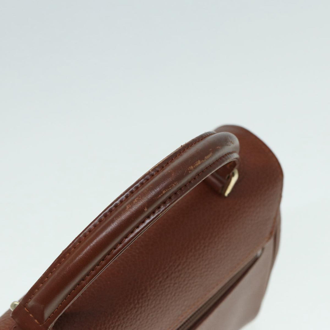 BurberrySs Hand Bag Leather Brown Gold Auth 88651