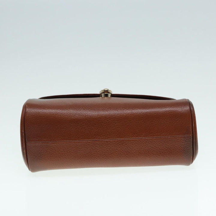 BurberrySs Hand Bag Leather Brown Gold Auth 88651
