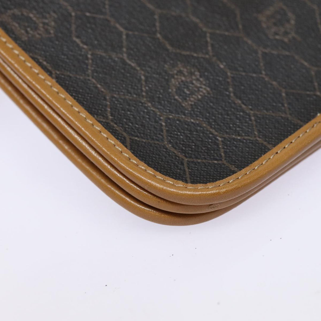CHRISTIAN Top quality Dior Honeycomb Canvas Chain Shoulder Bag PVC Black Gold Auth 88668
