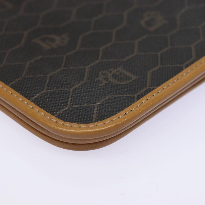 CHRISTIAN Top quality Dior Honeycomb Canvas Chain Shoulder Bag PVC Black Gold Auth 88668
