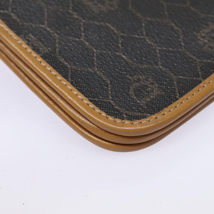 CHRISTIAN Top quality Dior Honeycomb Canvas Chain Shoulder Bag PVC Black Gold Auth 88668