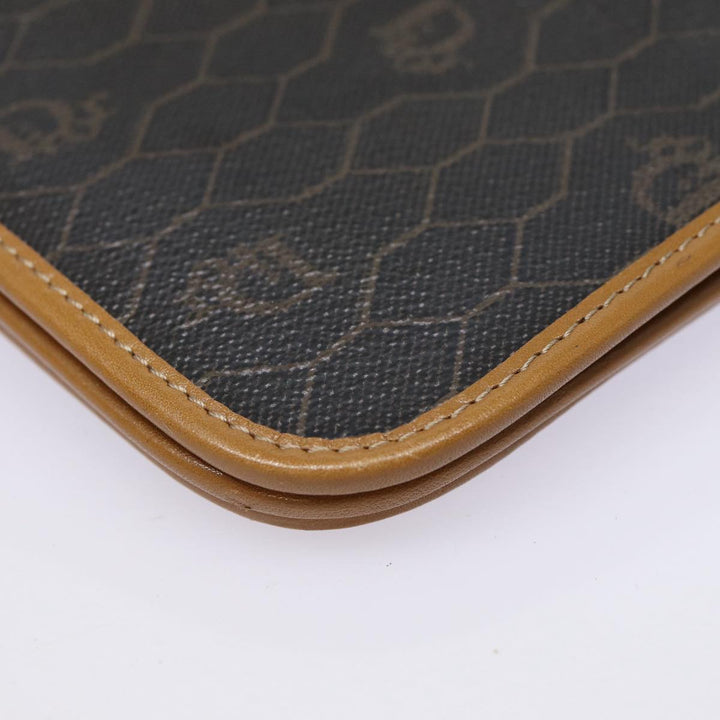 CHRISTIAN Top quality Dior Honeycomb Canvas Chain Shoulder Bag PVC Black Gold Auth 88668
