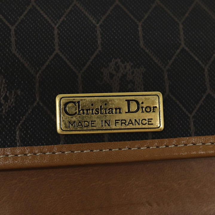 CHRISTIAN Top quality Dior Honeycomb Canvas Chain Shoulder Bag PVC Black Gold Auth 88668
