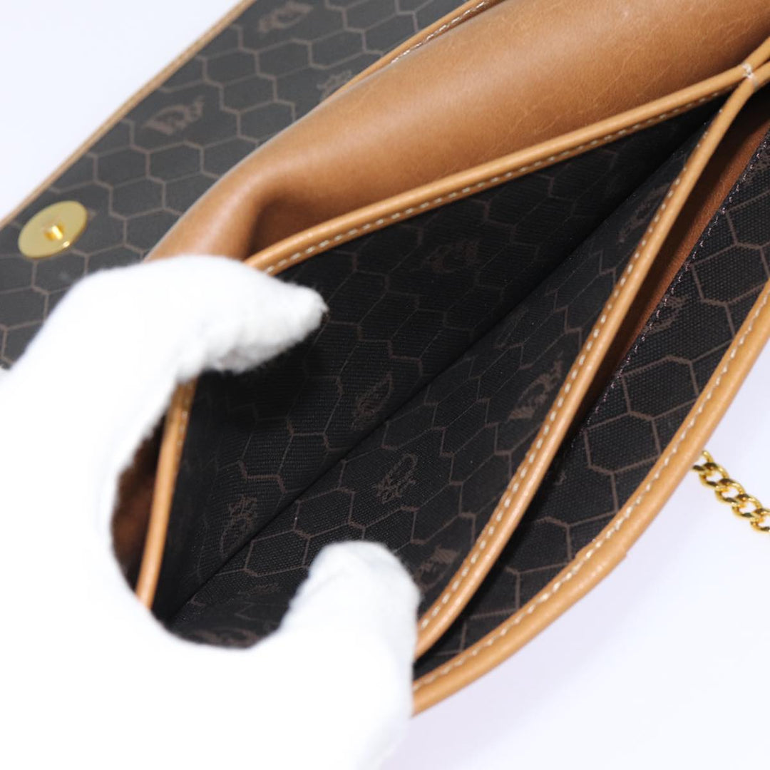 CHRISTIAN Top quality Dior Honeycomb Canvas Chain Shoulder Bag PVC Black Gold Auth 88668