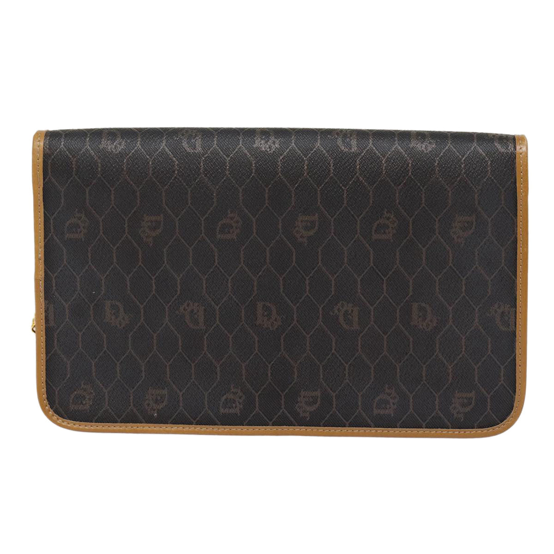 CHRISTIAN Top quality Dior Honeycomb Canvas Chain Shoulder Bag PVC Black Gold Auth 88668