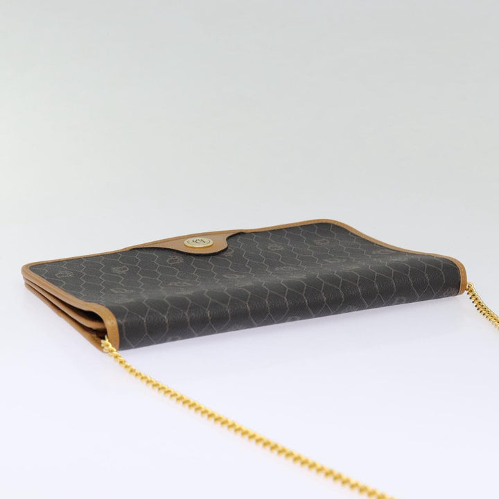 CHRISTIAN Top quality Dior Honeycomb Canvas Chain Shoulder Bag PVC Black Gold Auth 88668