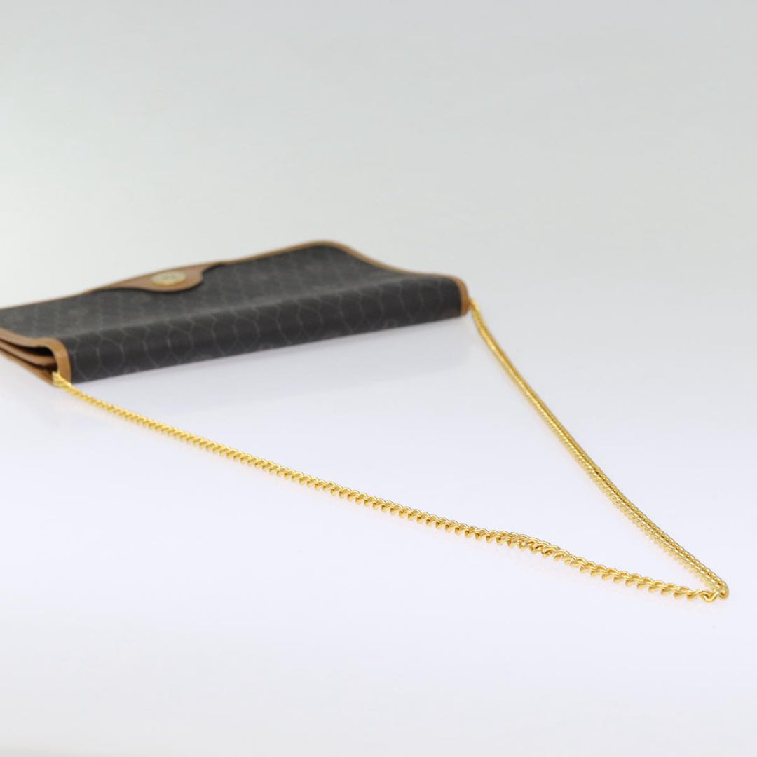 CHRISTIAN Top quality Dior Honeycomb Canvas Chain Shoulder Bag PVC Black Gold Auth 88668