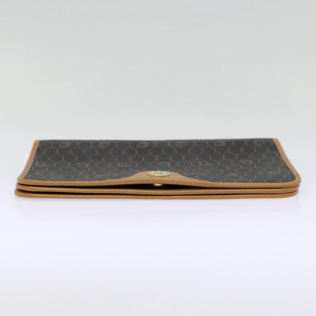 CHRISTIAN Top quality Dior Honeycomb Canvas Chain Shoulder Bag PVC Black Gold Auth 88668