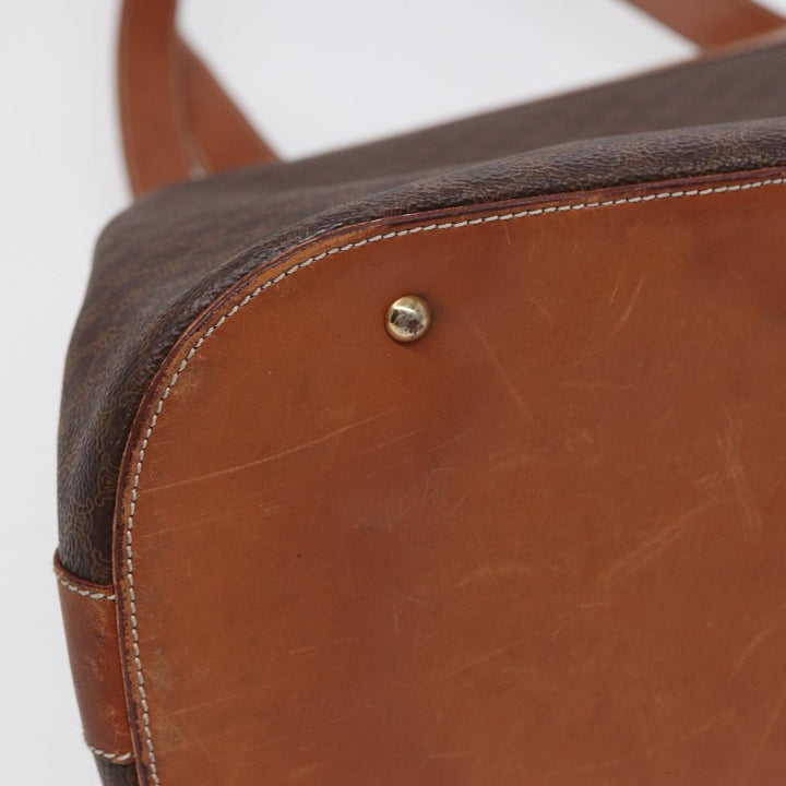 Celine Macadam Canvas Shoulder Bag PVC Leather Brown Gold Auth 88714