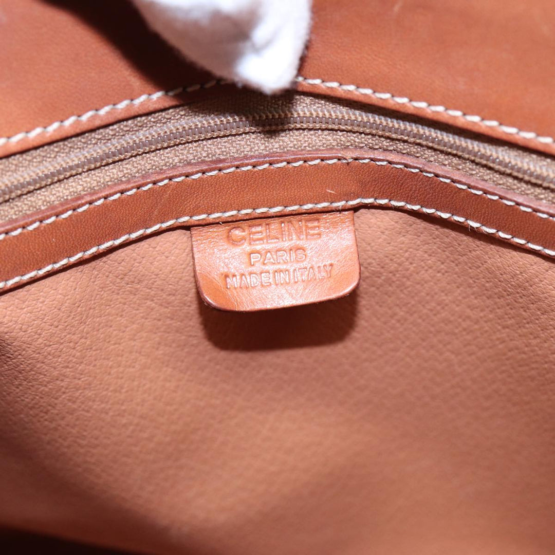 Celine Macadam Canvas Shoulder Bag PVC Leather Brown Gold Auth 88714