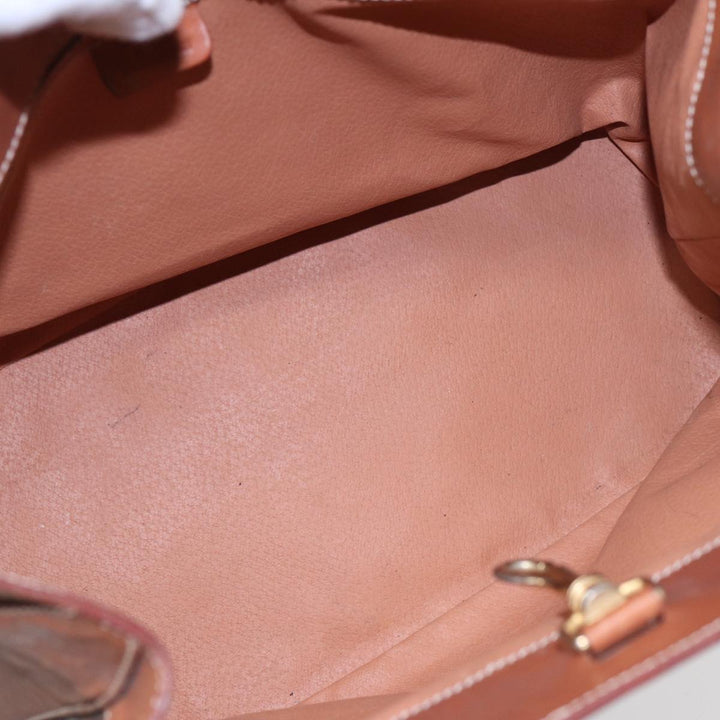 Celine Macadam Canvas Shoulder Bag PVC Leather Brown Gold Auth 88714