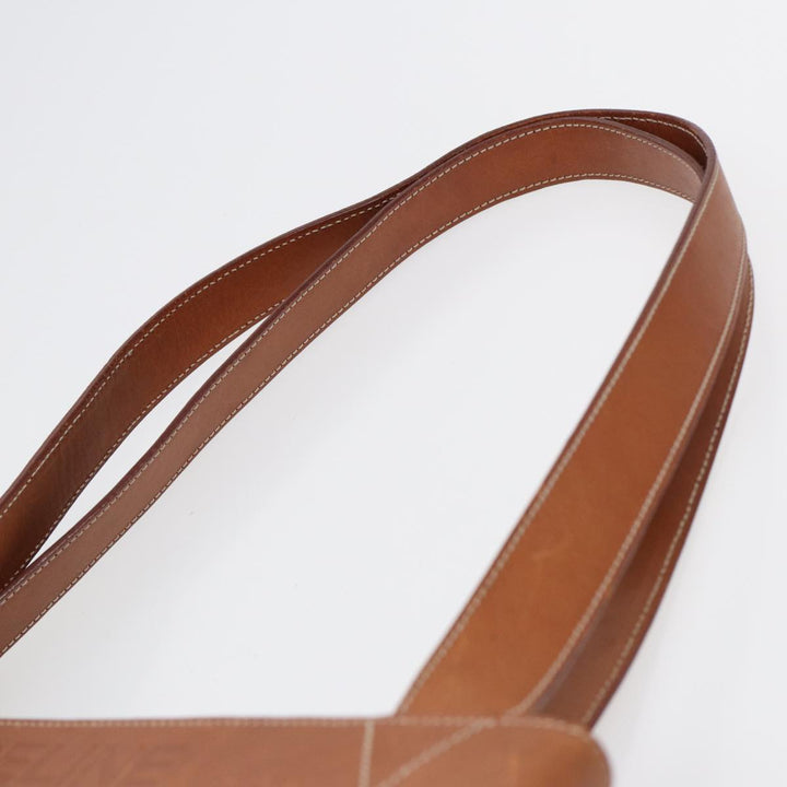Celine Macadam Canvas Shoulder Bag PVC Leather Brown Gold Auth 88714