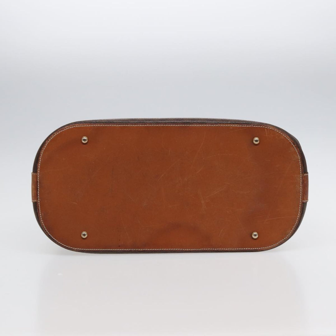 Celine Macadam Canvas Shoulder Bag PVC Leather Brown Gold Auth 88714