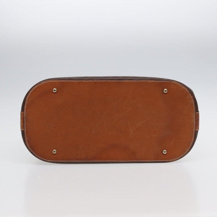 Celine Macadam Canvas Shoulder Bag PVC Leather Brown Gold Auth 88714