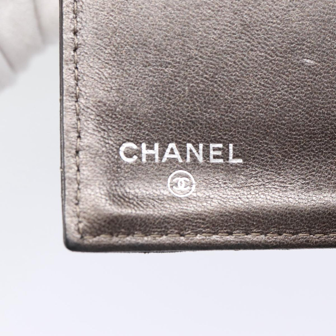Chanel Matelasse Wallet Leather Silver Gunmetal CC Auth 88726