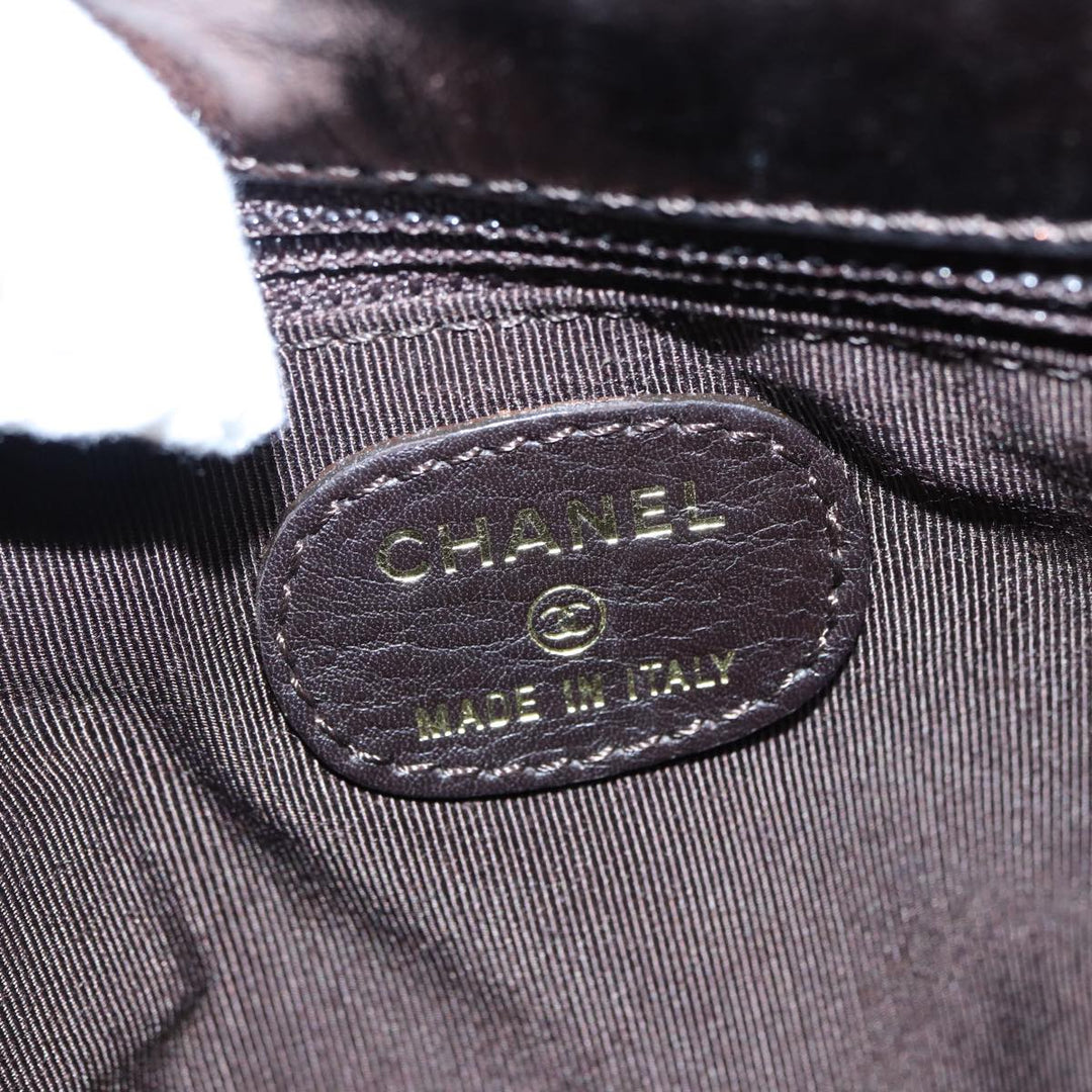 Chanel Shoulder Bag Leather Bronze Gold CC Auth 88737