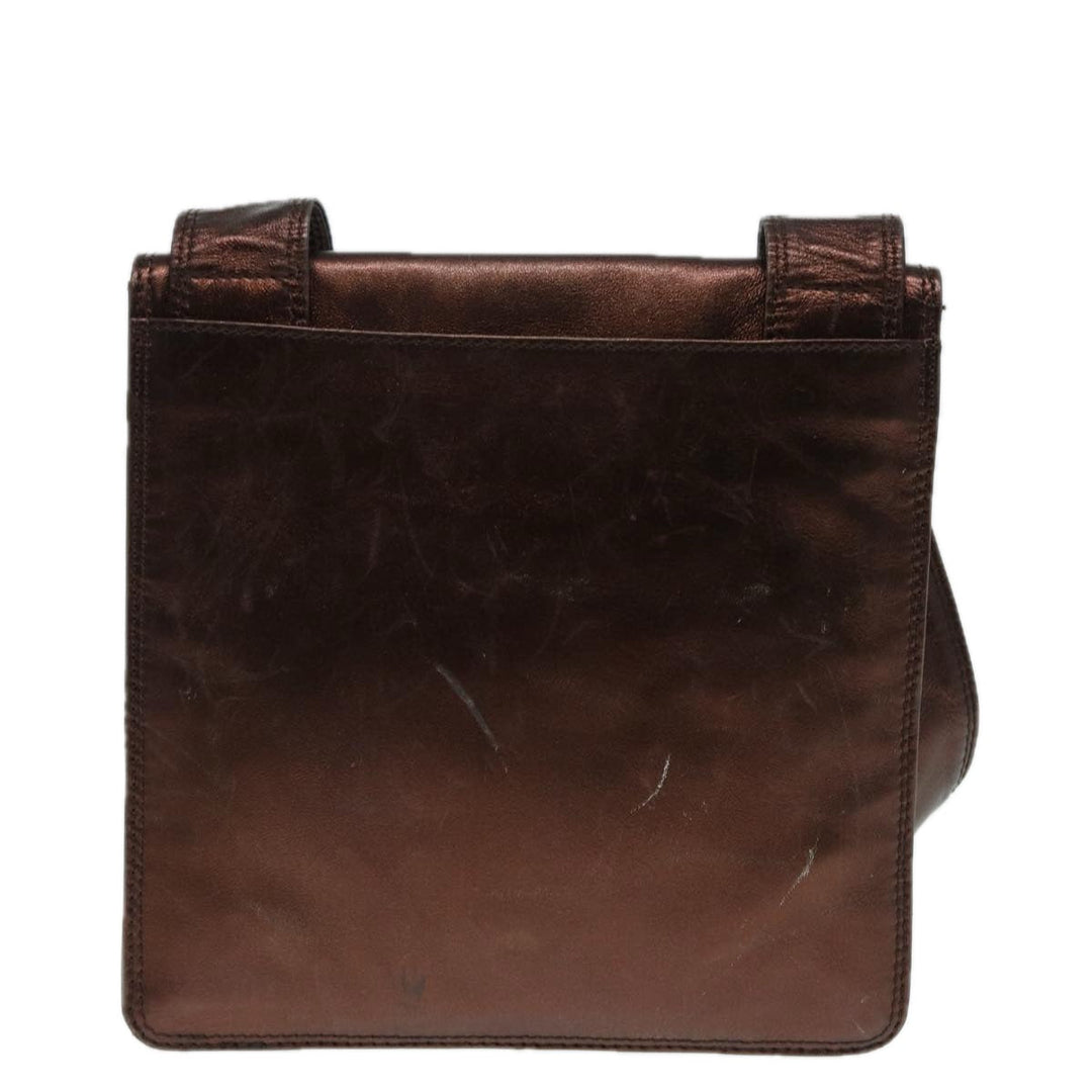 Chanel Shoulder Bag Leather Bronze Gold CC Auth 88737