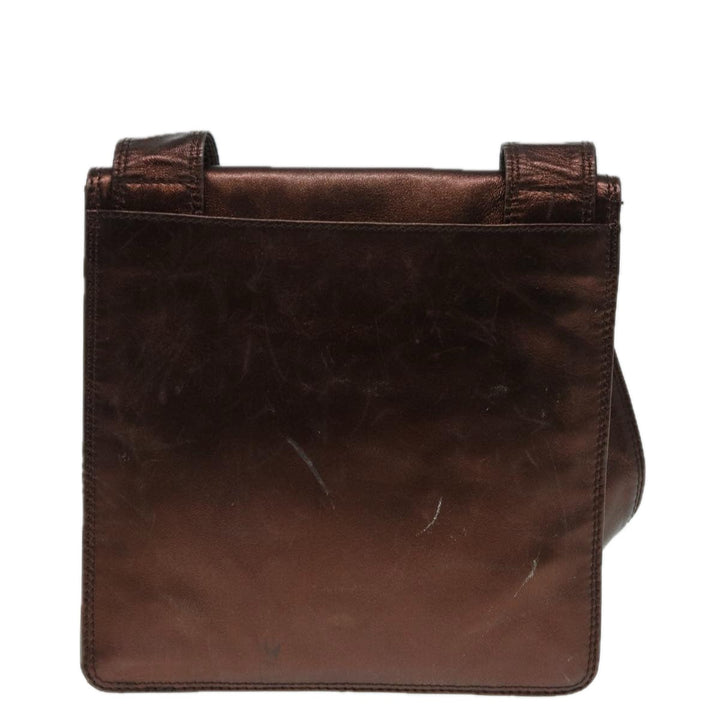 Chanel Shoulder Bag Leather Bronze Gold CC Auth 88737