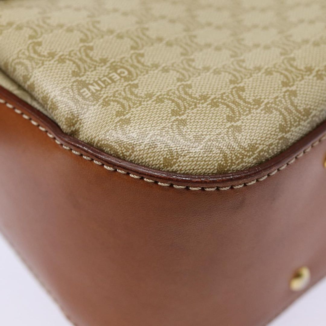 Celine Macadam Canvas Hand Bag Beige Gold Auth 88751