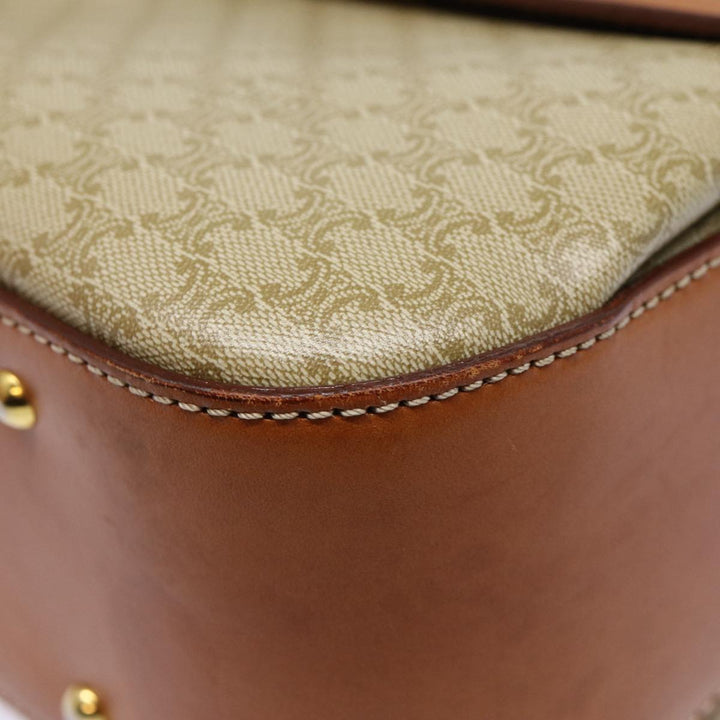 Celine Macadam Canvas Hand Bag Beige Gold Auth 88751