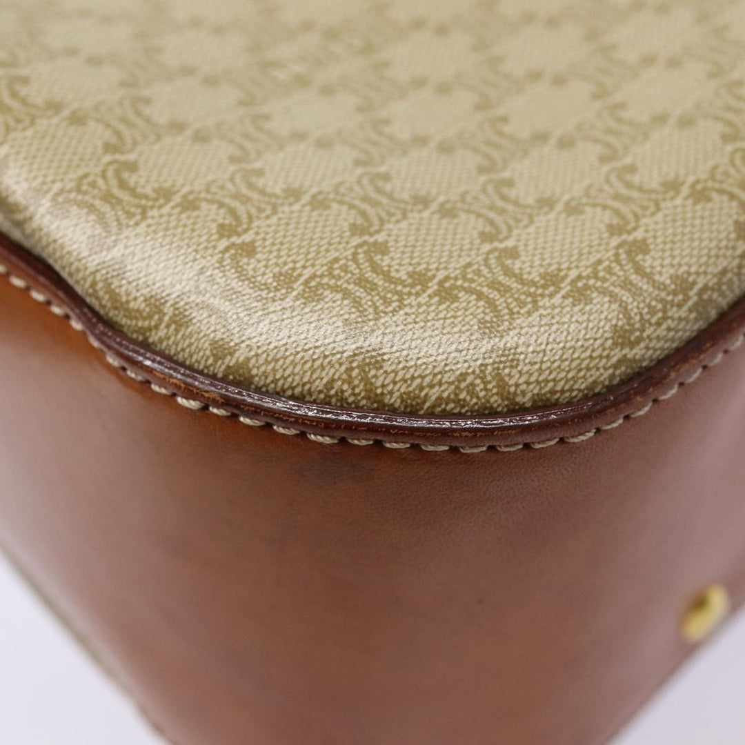 Celine Macadam Canvas Hand Bag Beige Gold Auth 88751