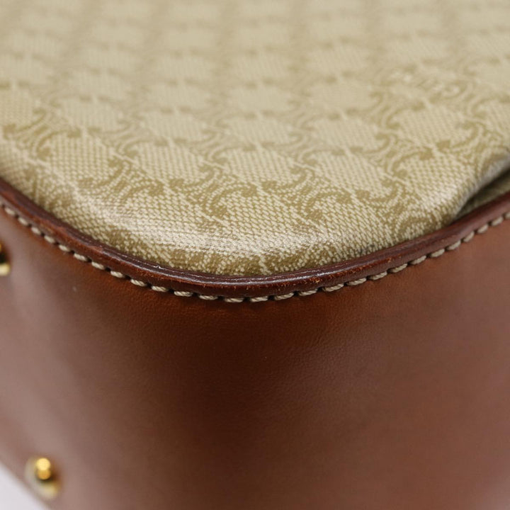 Celine Macadam Canvas Hand Bag Beige Gold Auth 88751