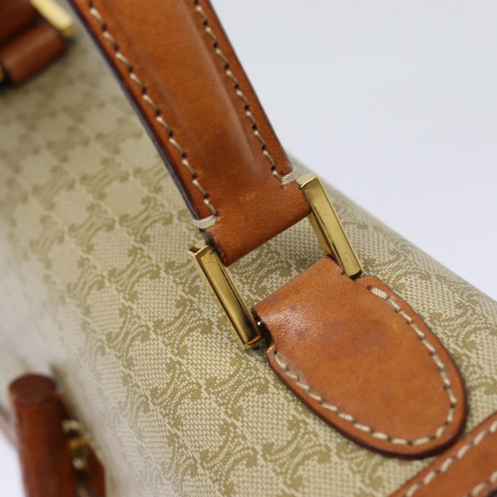 Celine Macadam Canvas Hand Bag Beige Gold Auth 88751