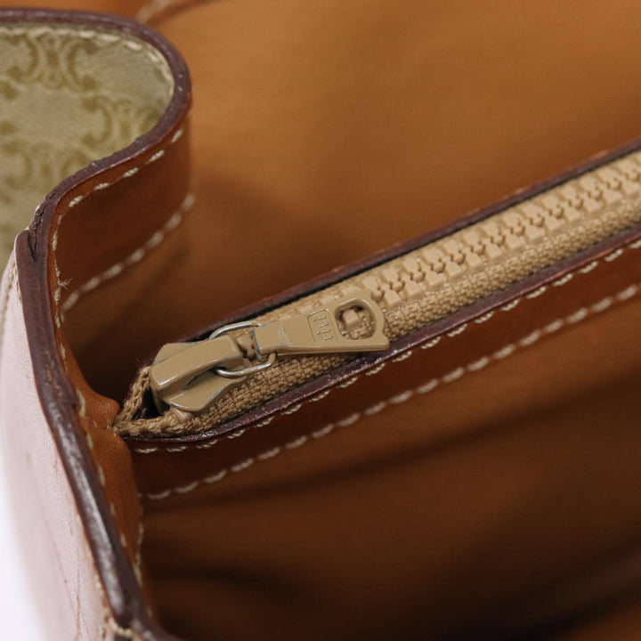 Celine Macadam Canvas Hand Bag Beige Gold Auth 88751