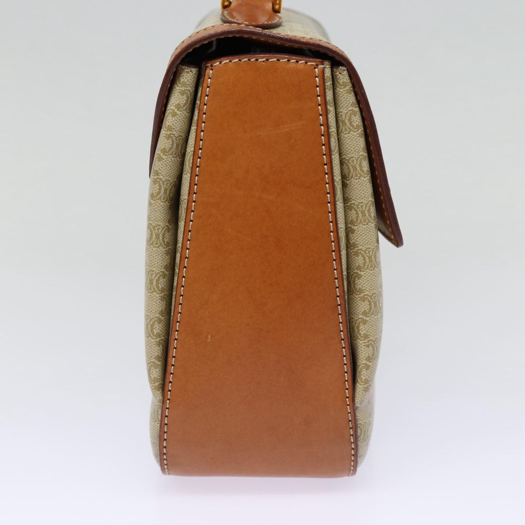 Celine Macadam Canvas Hand Bag Beige Gold Auth 88751