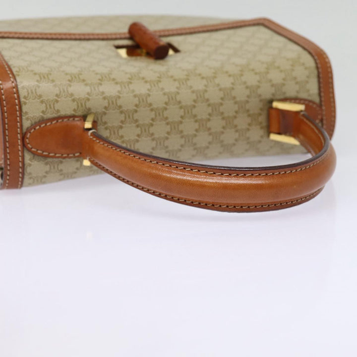 Celine Macadam Canvas Hand Bag Beige Gold Auth 88751